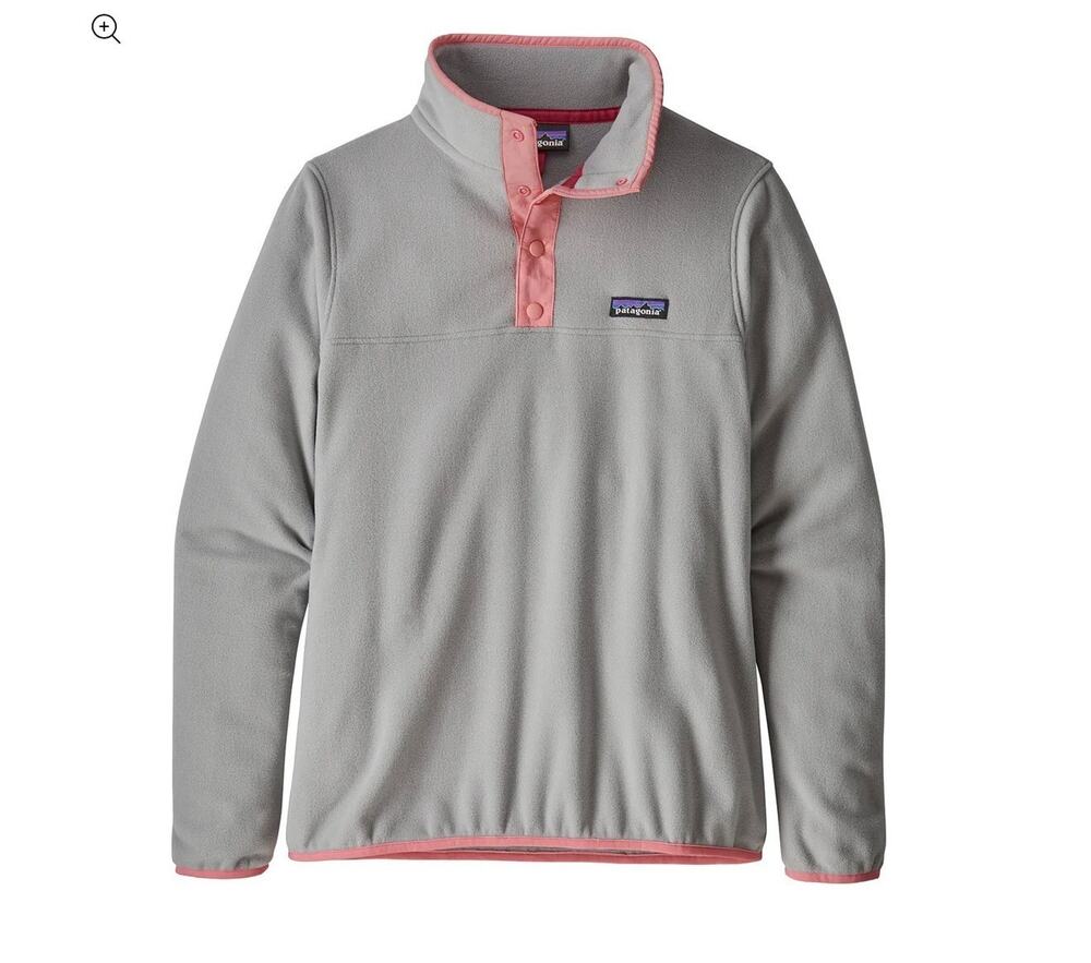 Patagonia Synchilla Snap-T Fleece Pullover Womens Gray Pink Trim Size Medium